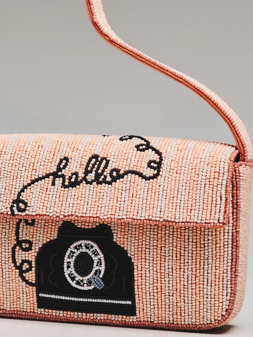 Anthropologie Peach Beaded Telephone Crossbody